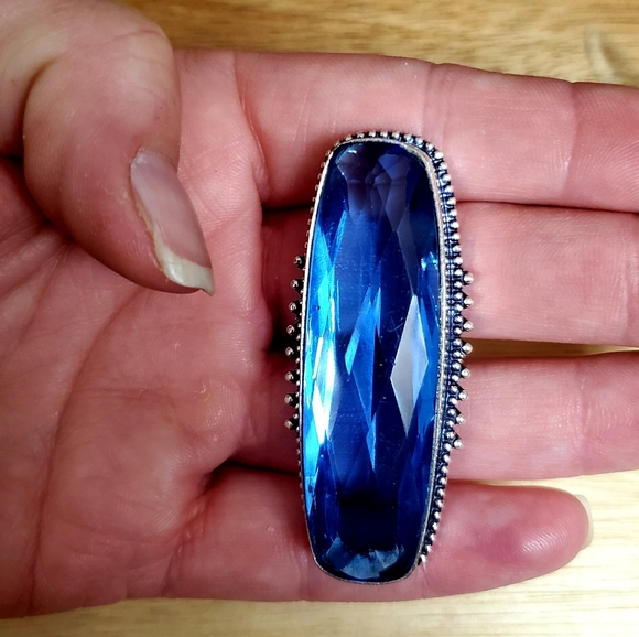 New Blue Quartz 925 Silver Statement Ring. - Picture 3 of 10
